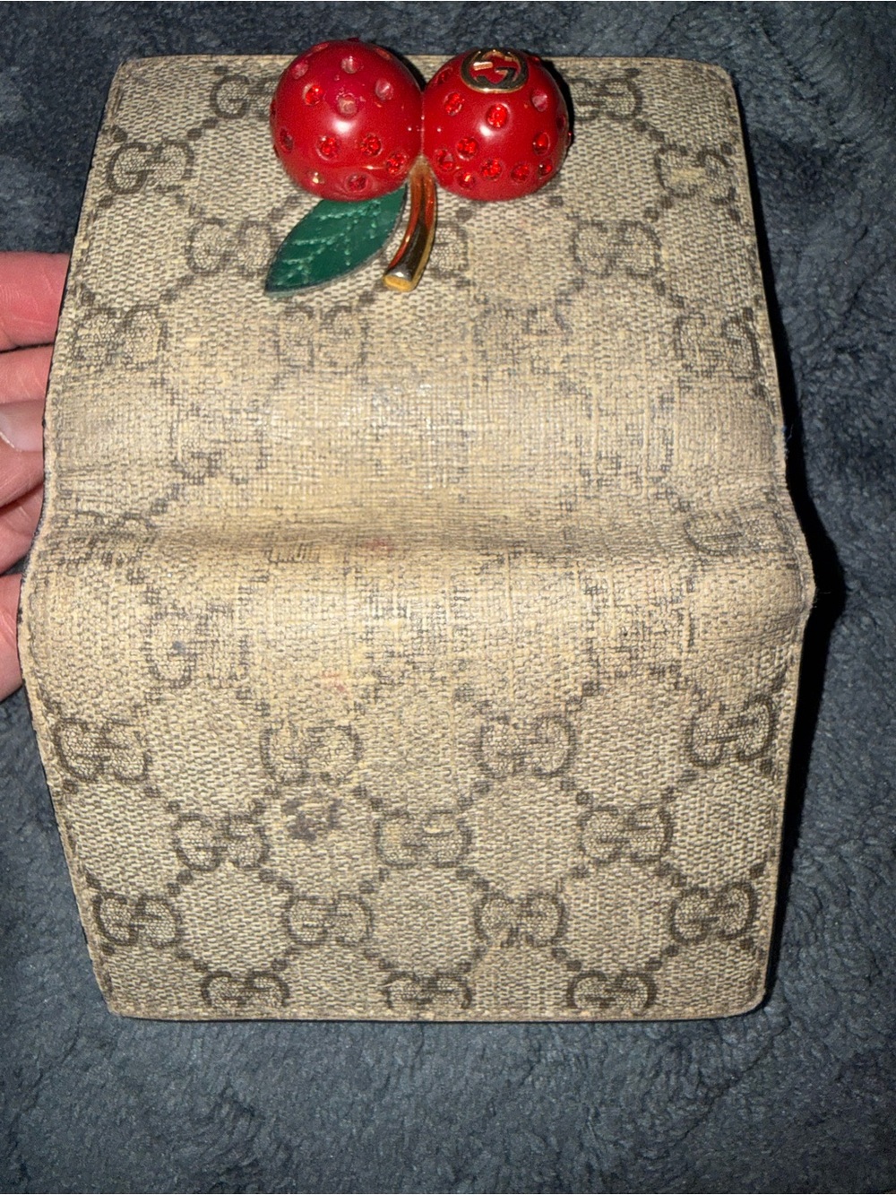 Gucci Beige Monogram Wallet with Red Cherry Accent - Picture 6 of 6